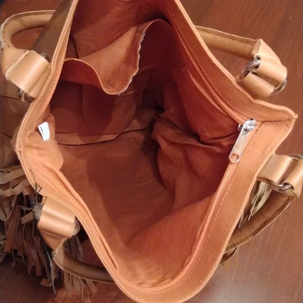 NWT AREA Stars Fringe Faux Leather HOBO Bag, 17